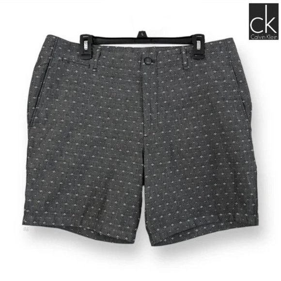 Calvin Klein Men’s Chambray Shorts – Size 36 – Dark Gray Micro Dot – NWT - Picture 1 of 12